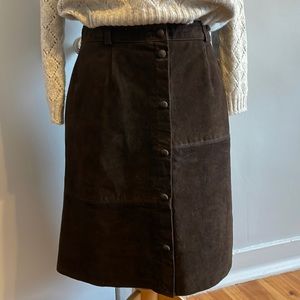 Suede Brown Midi Skirt